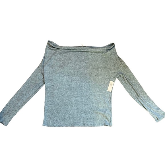 NWT Anthropologie Gray Wide Off Shoulder Sweater Sz Large Lightweight - Picture 1 of 11